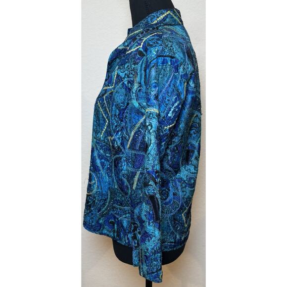 Chico’s Colorful Silk Beaded and Embroidered Open Jacket Size 0 (Small) - Picture 2 of 4